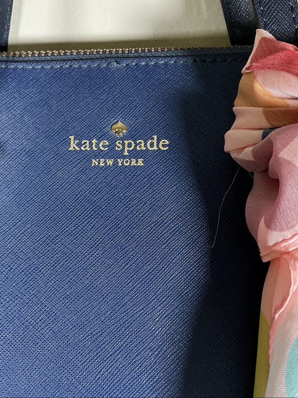 Kate Spade New York Blue Structured Satchel Crossbody Purse Gold Chain - Picture 2 of 8